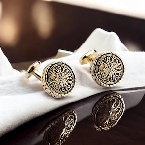 Grand Bronze Vintage Cufflinks | Heart Cufflinks | Men's Initial Cuff Links | Minimalist Wedding Groom Gift | Grooms Suit Shirt Accessories