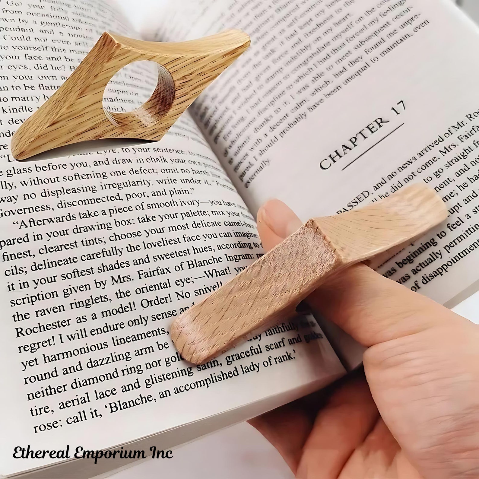 Wooden Thumb Bookmark Multi-function Thumb Ring Page Holder Convenient ...