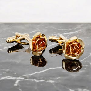 Rose Cufflinks | Metal Wedding Cufflinks for Groom |  Fashionable Classic, Best Holiday & Party Gifts for Dad