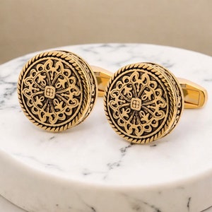 Grand Bronze Vintage Cufflinks - Personalized Mens Initial Cufflinks - Minimalist Suit Accessories, Wedding Groom & Groomsmen Gift
