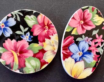 Royal Winton Chintz China Cabochons - Floral Mosaic Tile Pieces Broken Plate Necklace Jewelry