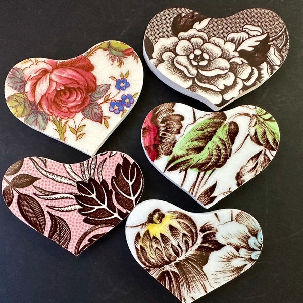 Cabochon Hearts Handcrafted Broken Recycled China Jewelry Making Mosaic tile Crafts