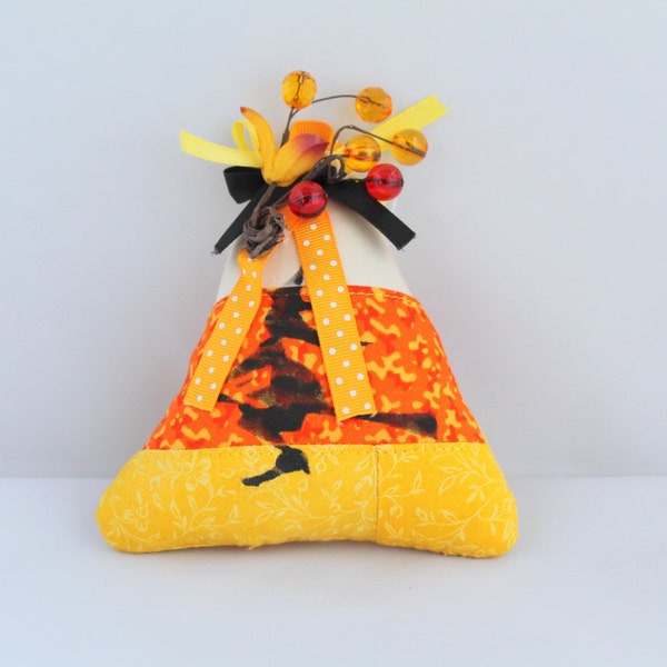 Halloween decoration Candy Corn with Flying Witch Hanging ornament Handmade Fabric Ornament