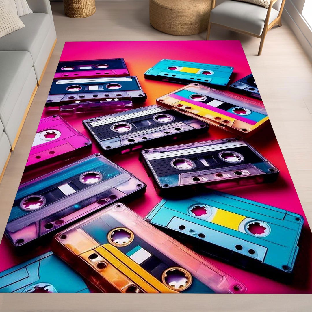 Retro Cassette Tape Area Rug, 80s Music Theme - Etsy