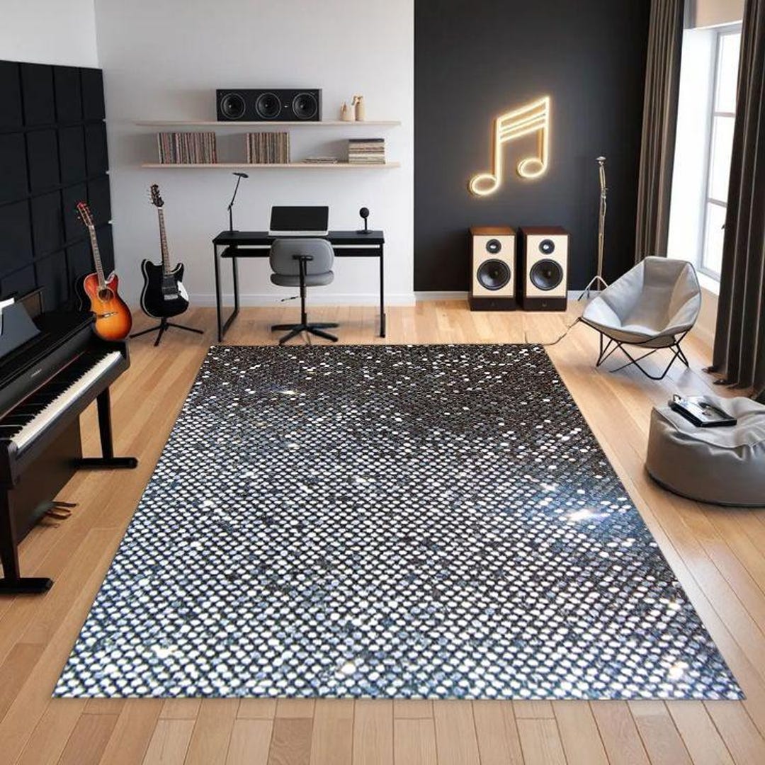 Shiny Rug Silver Sparkle Rug, Modern Shiny Carpet, Luxury Glitter Floor Decor for ...