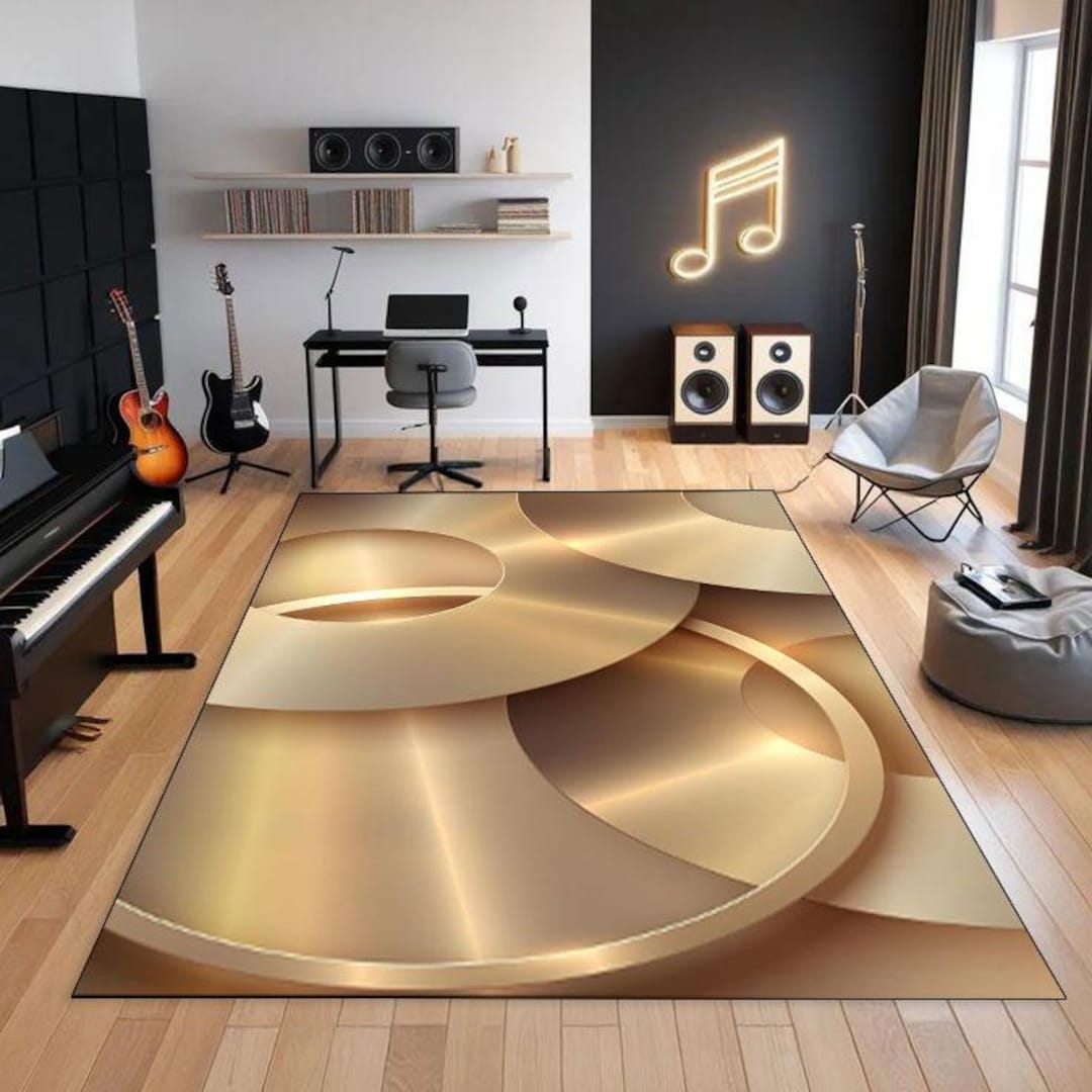 Micro Gold Button Rug Texture Abstract Gold Metallic Rug, Modern Luxury Design Carpet for ...