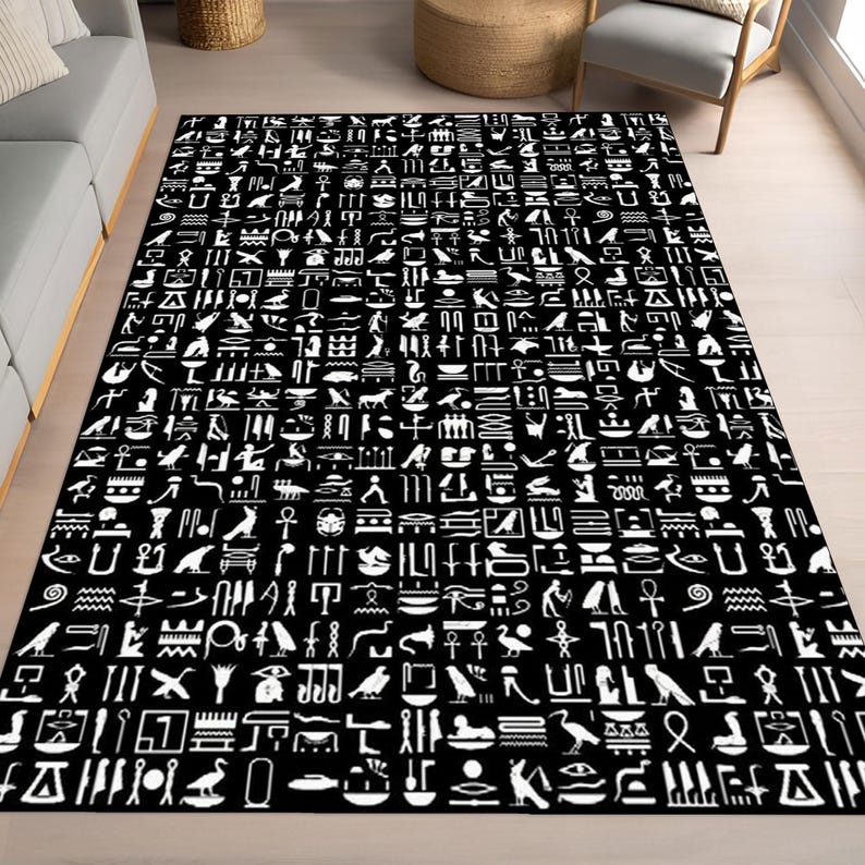 Ancient Egyptian Hieroglyphs Rug, Historical Art Floor Decor - Etsy