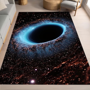 Alfombra con diseño de agujero negro galáctico, diseño espacial cósmico, alfombra decorativa inspirada en la ciencia ficción para decoración moderna de hogar y oficina, alfombra de nebulosa celestial