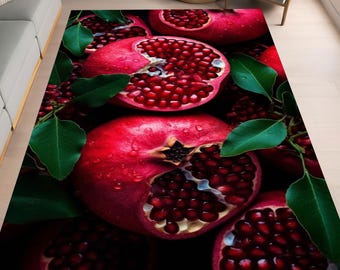 Granatapfel-Druckteppich, Teppich im Rotfrucht-Gartenstil
