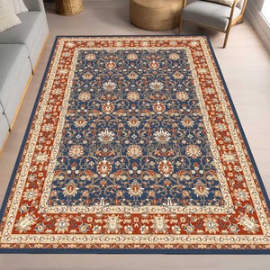 Elegant Persian Style Rug, Traditional Floral Pattern Carpet, Ornate Vintage-Inspired Area Rug, Classic Decorative Living Room Rug,