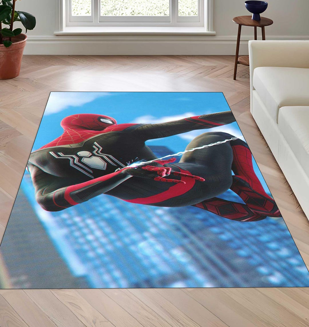 Spiderman Rug, Spiderman Cartoon Rug, Boyroom Rug, Children Rugs, Gift ...
