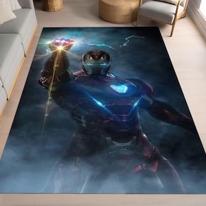 Marvel-inspirierter Iron Man Infinity Gauntlet Rug, Perfekt für die Wohnräume von Superhelden-Fans, moderner Teppich, stilvolle Marvel-Wohnkultur
