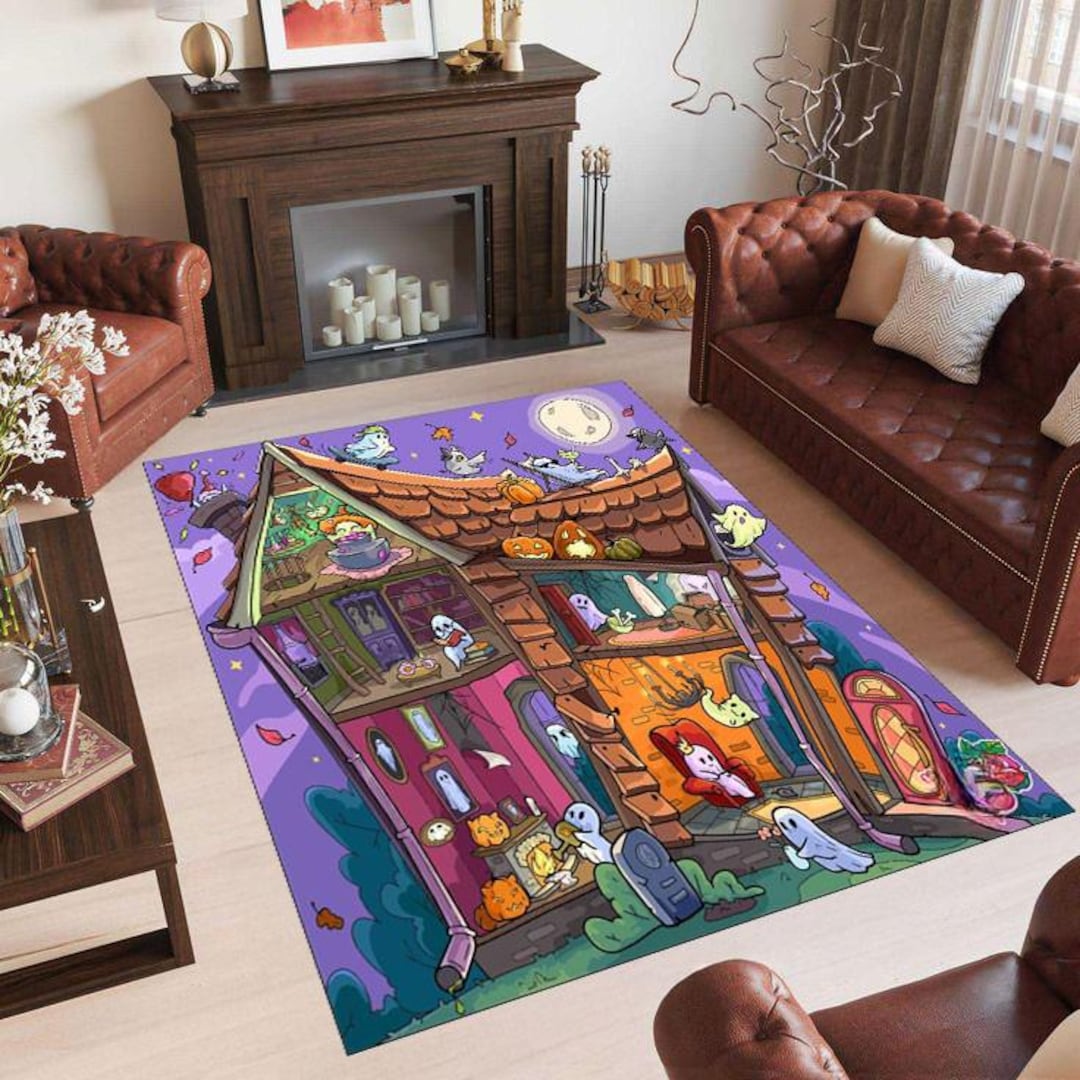 Spooky Haunted House Ghost Rug, Cartoon Halloween Kids Room Decor - Etsy