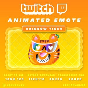 Rainbow Tiger Emote / Twitch Emote / YouTube Emote / Discord Emote / Community Emote / Streamer Emote