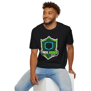 Ethical Hacker Shield T-Shirt | Cybersecurity Logo Tee, Tech Badge Design