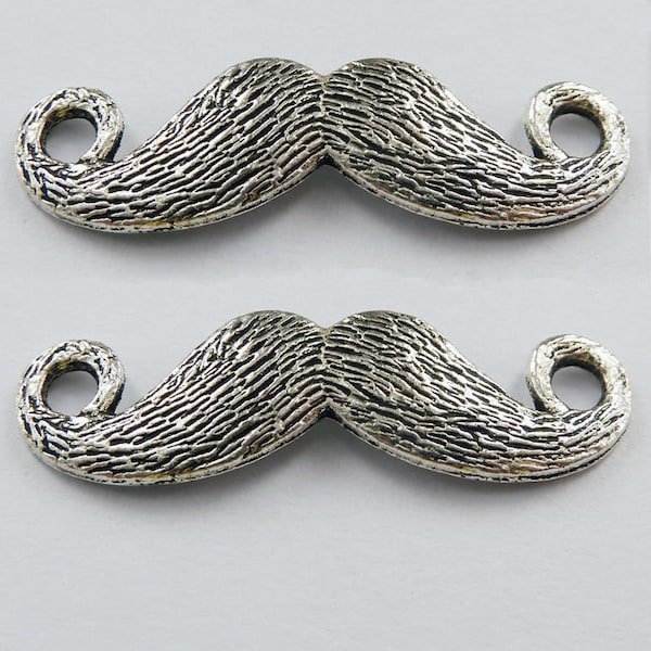 Silver Flat Back Mustache Lot of 5