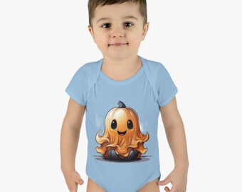Halloween Ghost | Pumpkin Ghost | Friendly Ghost | Infant Baby Rib Bodysuit