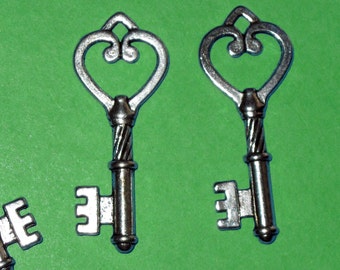 Really Ornate Heart Key Charm lot of 4