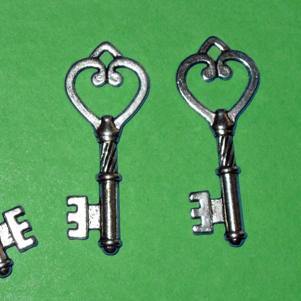 Really Ornate Heart Key Charm lot of 4