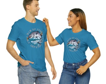 Let's Fish Unisex Jersey Short Sleeve Tee, Fishing T-shirt, Lake Fishing Tee, I'm a Man of Few Words Let's Fish T-Shirt