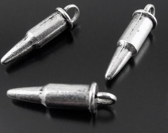 Silver Mini Bullet Charm - Wholesale lot of 100