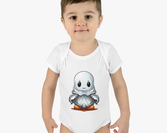 Halloween Ghost | Friendly Ghost | White Ghost | Infant Baby Rib Bodysuit