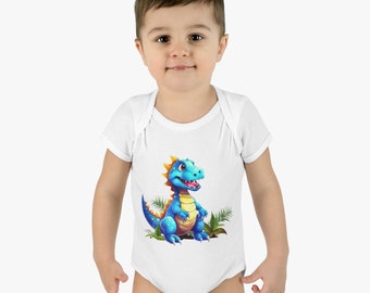 Happy Dinosaur | Dinosaur  | Dino | Infant Baby Rib Bodysuit