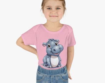 Funny Girl Hippo | Cartoon Hippo | Infant Baby Rib Bodysuit