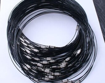 Stainless Steel Black Choker Necklace Cord 18inch