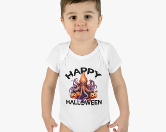 Happy Halloween w/ Baby Octopus | Baby Octopus | Halloween | Infant Baby Rib Bodysuit