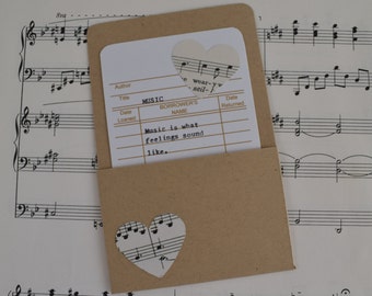 Music Sheet Library card Bookmark/ Music Quotes
