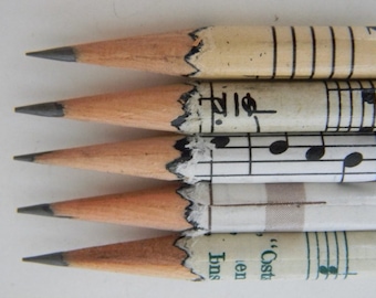 Hand wrapped Music Sheet Pencils