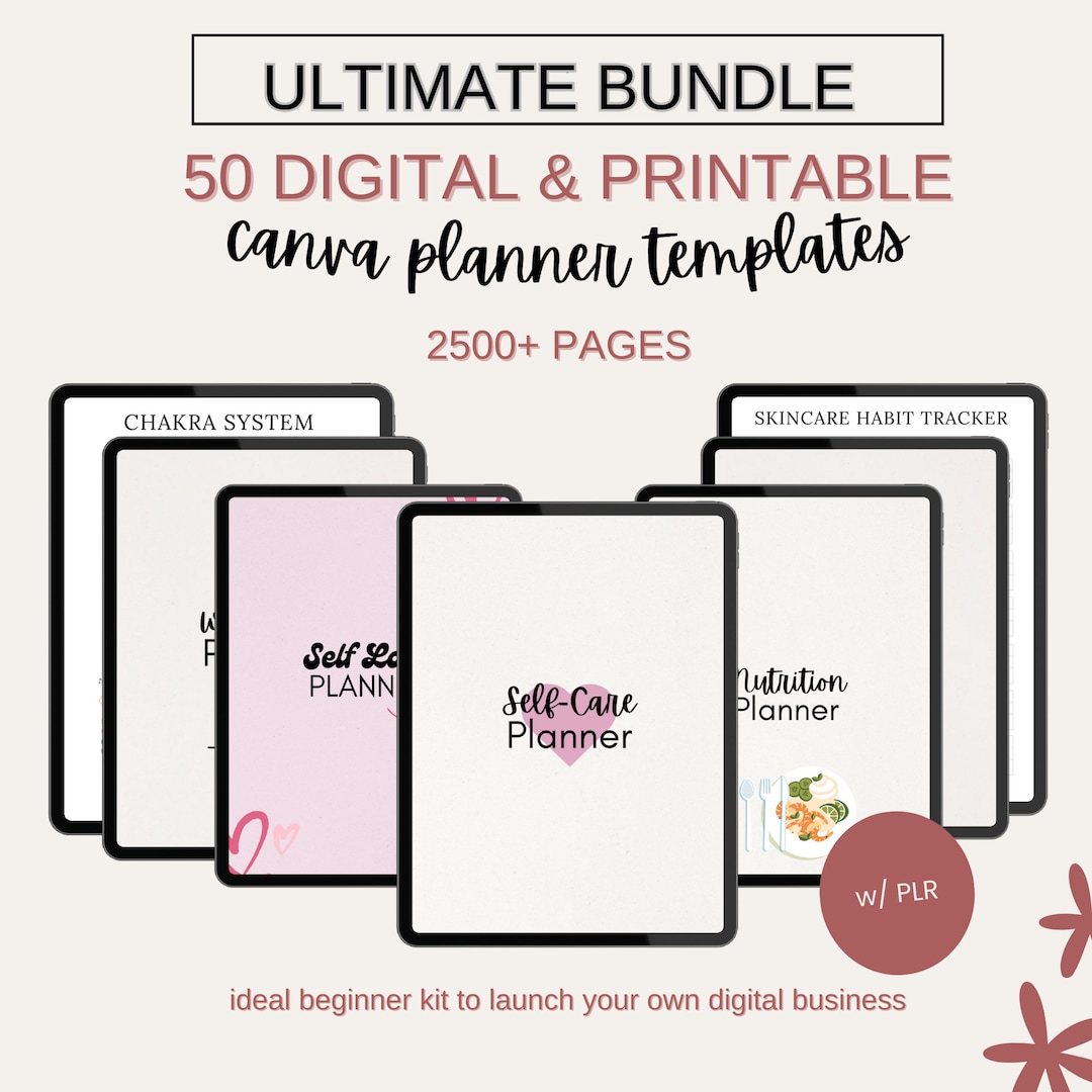 50 PLR Planner Canva Template Ultimate Bundle, 2500+ Pages, PLR ...