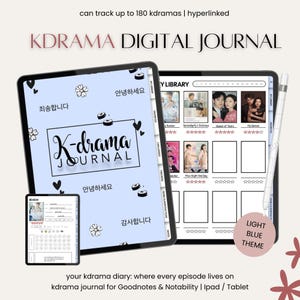 Digital K-Drama Journal, K-Drama Tracker, Korean Drama Planner, Kdrama aesthetic, Pastel Blue, Goodnotes & Notability Planner for iPad, A4