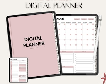 Simple Undated Digital Planner, Goodnotes & Notability Planner, iPad, Android, Essential, Minimalistic, Daily, Weekly, Monthly, 2025, 2026