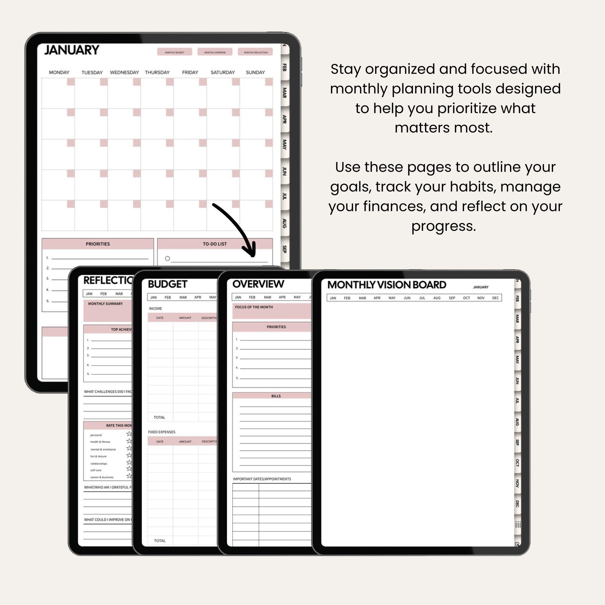 Simple Undated Digital Planner, Goodnotes & Notability Planner, Ipad ...