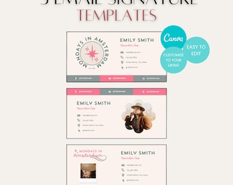 Email Signature Template Canva, Clickable Link, Gmail Email Signature, Outlook Email Signature, HTML Signature, Custom Signature, Editable