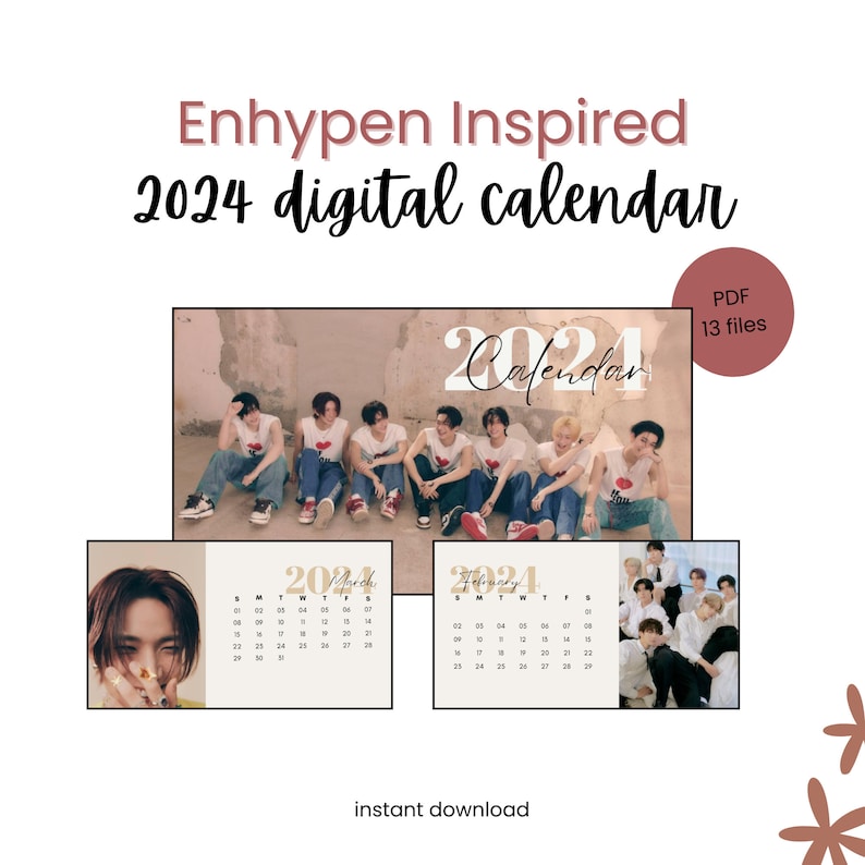 Enhypen Inspired Digital Calendar, Printable Calendar, Enhypen Romance
