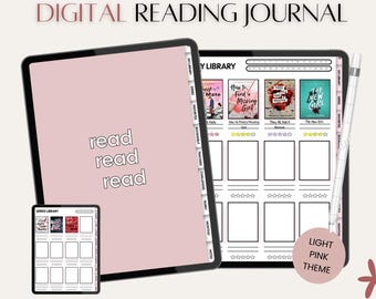 Digital Reading Journal, Portrait Reading Planner, Book Review, Reading Log, Goodnotes Journal, Reading Tracker, Digital Journal, Bookshelf