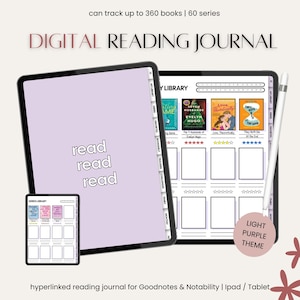 Digital Reading Journal, Portrait Reading Journal, Book Tracker, Reading Journal, Goodnotes Reading Tracker, Android Reading Tracker