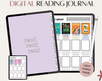 Digital Reading Journal, Portrait Reading Journal, Book Tracker, Reading Journal, Goodnotes Reading Tracker, Android Reading Tracker