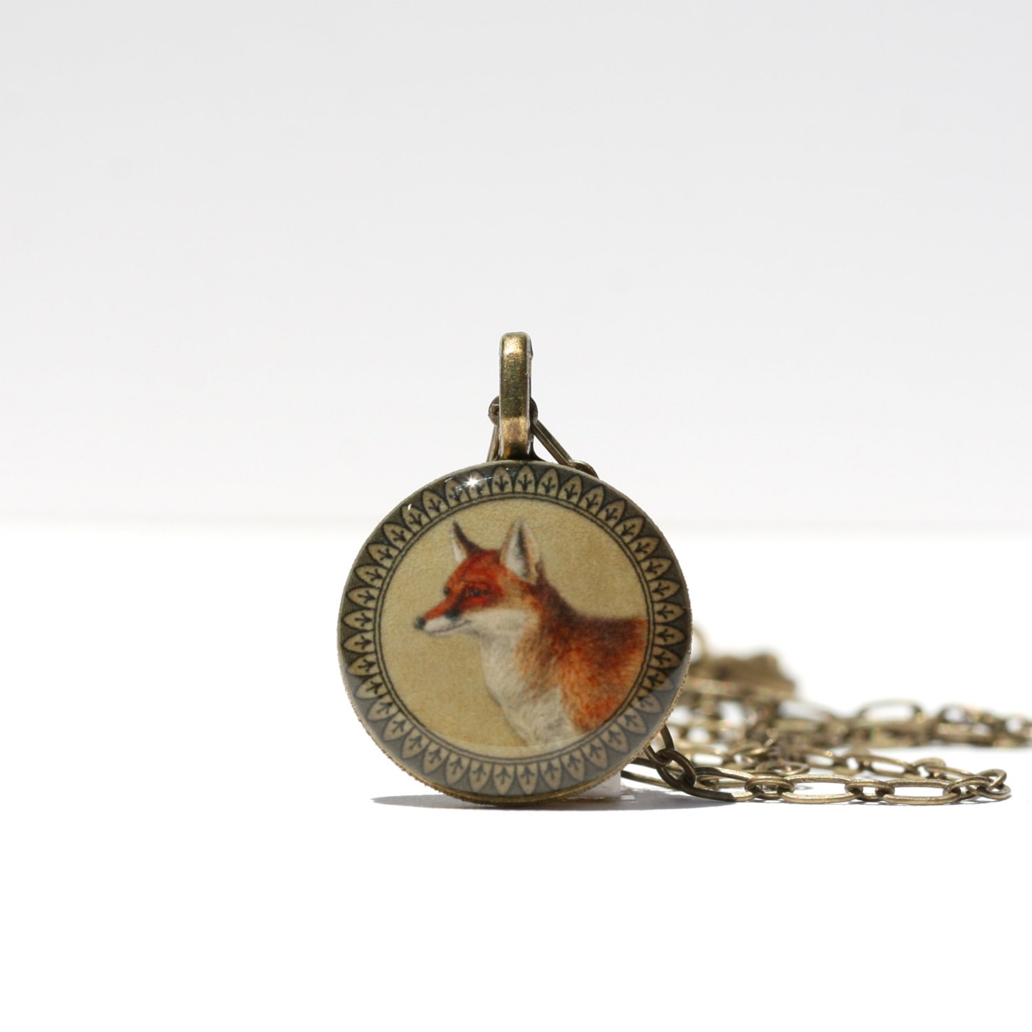 Resin Fox Pendant Fox Pendant Fox Necklace Fox Jewelry Etsy