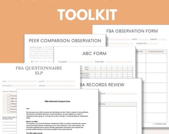 Kit di strumenti FBA per la scuola / Moduli ABA digitali per valutazioni comportamentali funzionali