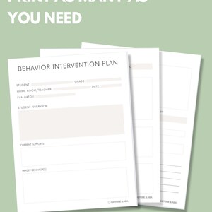 Behavior Intervention Plan | Editable BIP Template - Etsy