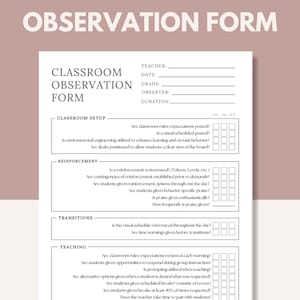 Lista de verificación de observación del aula digital / Formulario de comportamiento y gestión del aula