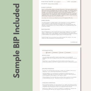 Behavior Intervention Plan | Editable BIP Template - Etsy