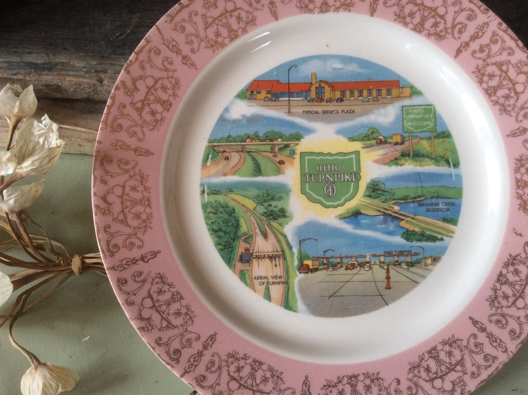 Porte-cure-dents Tasse Souvenir Ohio Turnpike Hamilton Japan Vintage