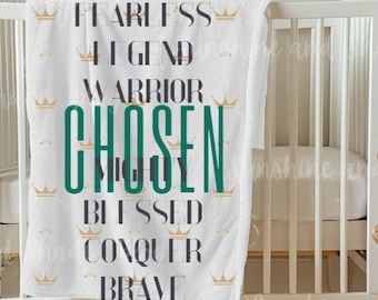 Chosen Boys. Soft Fleece Baby Blanket. Custom Name Blanket. Christian Baby. Soft Baby Blanket. Chosen Adoption Gift. Baby Shower Blanket