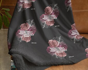 Faith Blanket. Ephesians 3:20 Velveteen Plush Blanket. Soft Black Blanket. Mothers Day. Ephesians 3 20 gifts. Adoption Mom Gift.