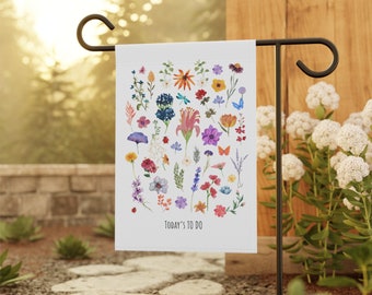 Garden Flag - "Today's To-Do" Floral Collage Design - Outdoor Decor | Garden Humor | Gifts for Her | Gardening Gifts | Homeschool flag